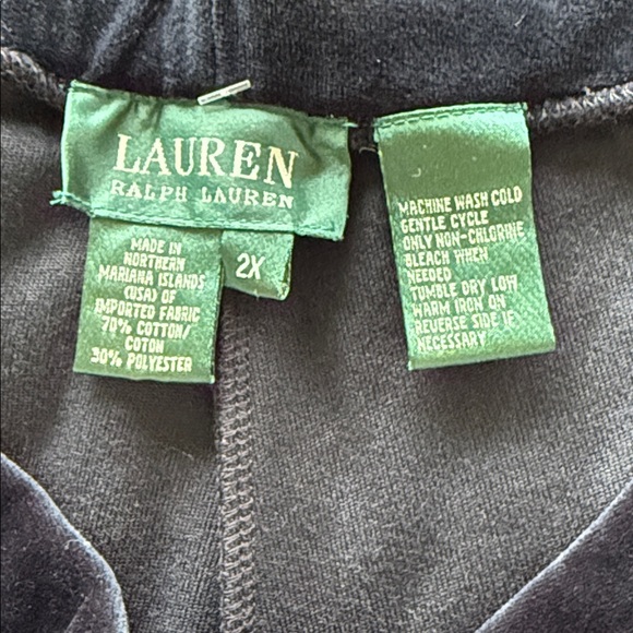 New Ralph Lauren Plus Size Wide Leg Luxury Black Velvet Pants Elastic Waist 2X - Picture 6 of 10